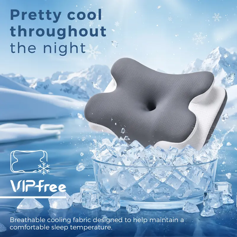 Cooling Memory Neck Pillow, Adjustable Ergonomic Memory Foam Neck Pillows, Cervical Support