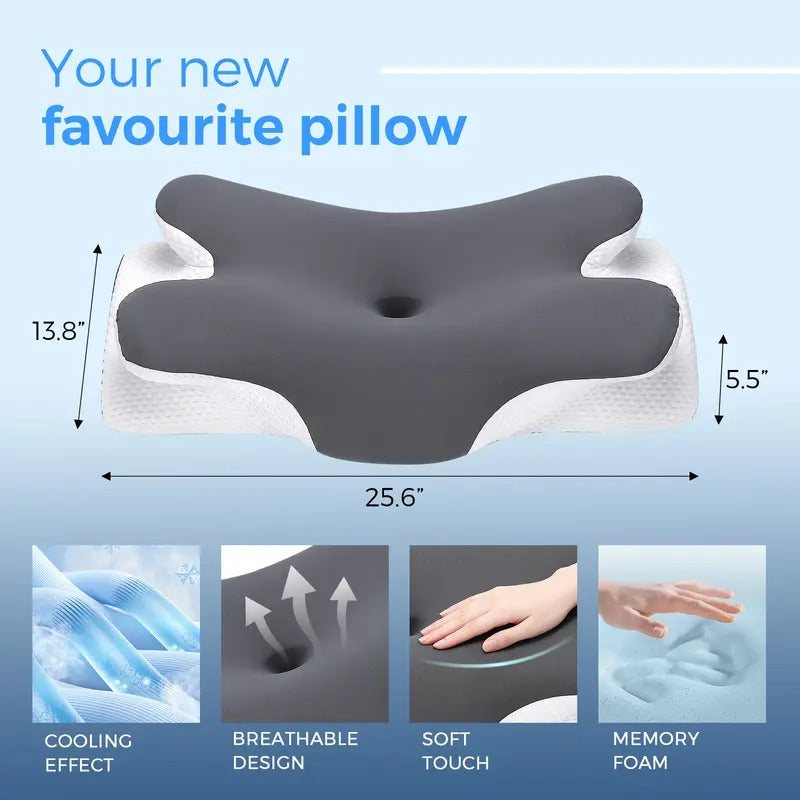 Cooling Memory Neck Pillow, Adjustable Ergonomic Memory Foam Neck Pillows, Cervical Support