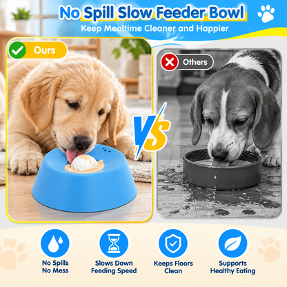 Interactive Slow Feeder Dog Bowl with Rolling Ball | Less Mess Liquid Treat Bowl