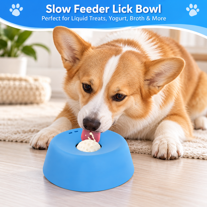 Interactive Slow Feeder Dog Bowl with Rolling Ball | Less Mess Liquid Treat Bowl