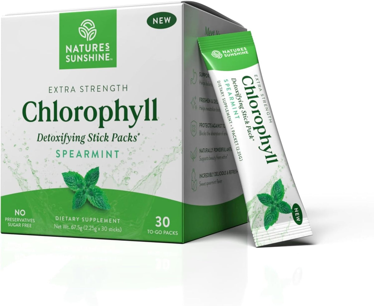 Nature's Sunshine Chlorophyll Stick Packs: Supercharge Your Detox and Boost Gut Health in Convenient, Delicious Stick Packs (Lime Twist)