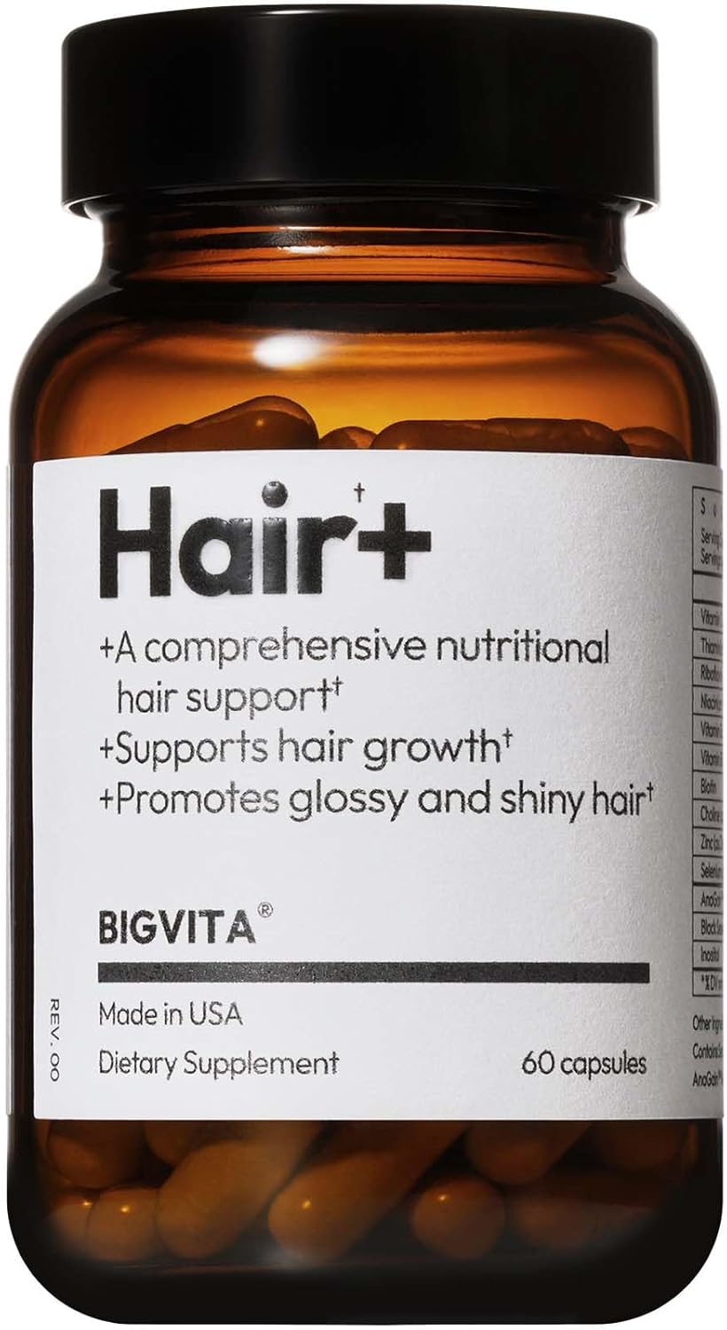 BIGVITA Hair Growth Supplement | AnaGain™ Nu, Biotin & Black Sesame | Vegan Hair Loss Support for Women & Men | 1-Month Supply