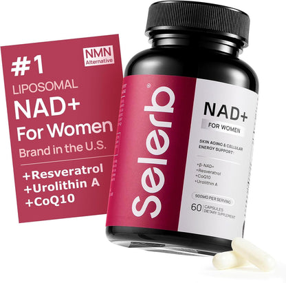NAD+ for Women – Advanced Anti-Aging & Cellular Energy Formula with β-NAD+, Resveratrol & CoQ10 | Radiant Skin, Vitality & Renewal Support – 60 Capsules