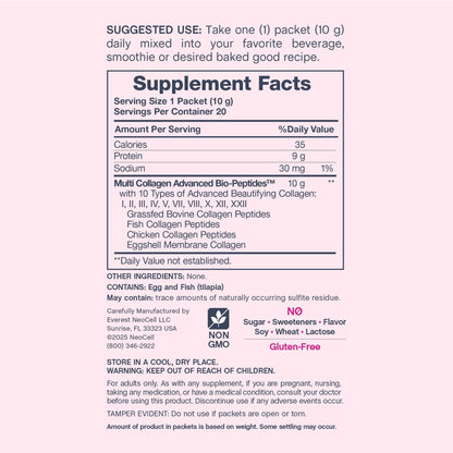 Multi Collagen Bio-Peptides Unflavored, 20 Stick Packs