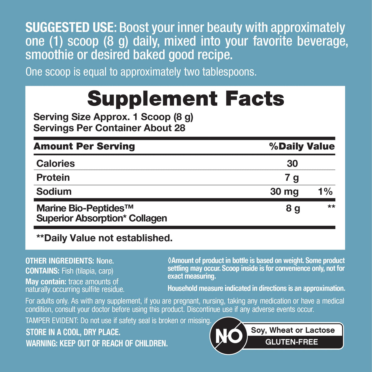 Marine Collagen Bio-Peptides, 8 oz (226 g) Powder