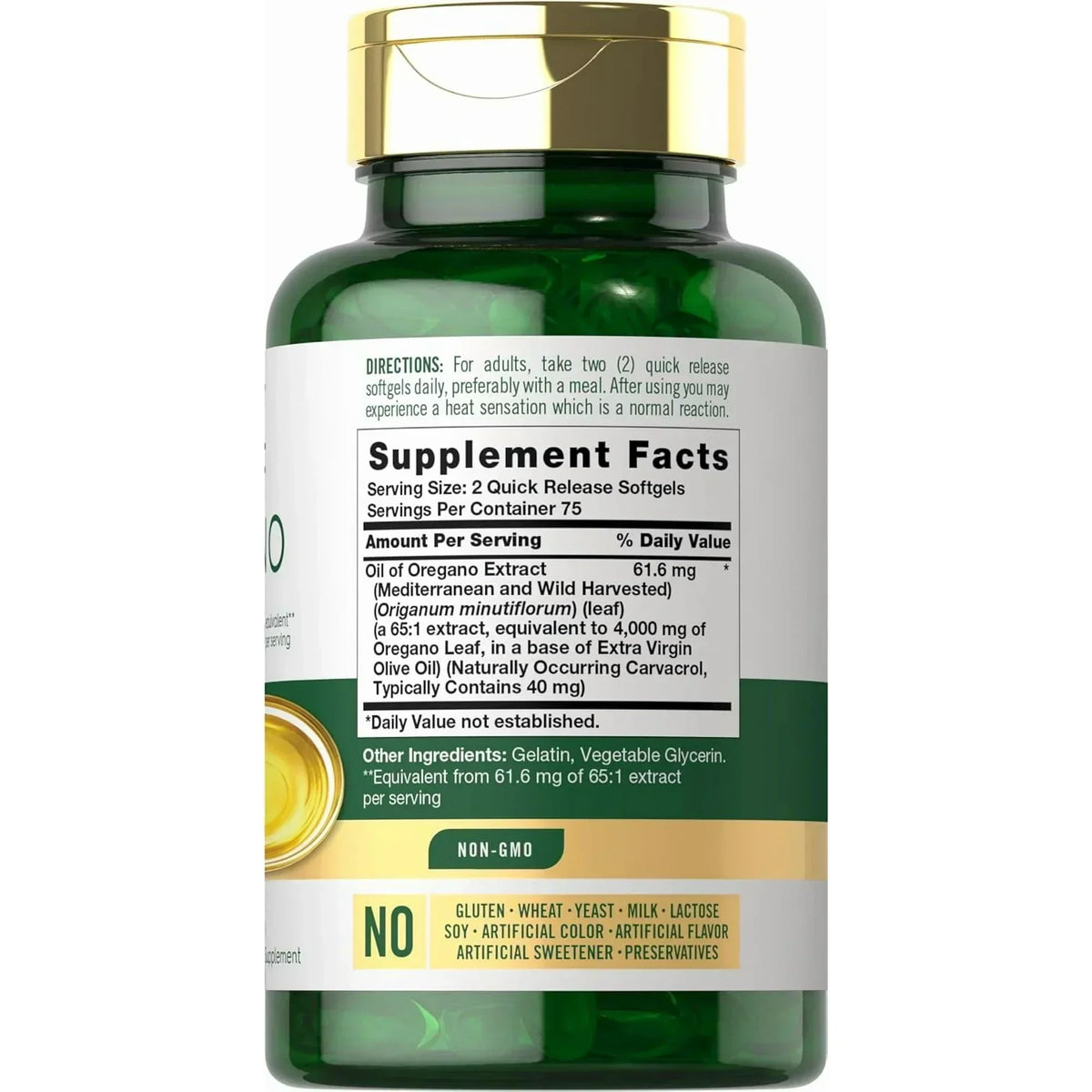 Oregano Oil 4000mg Supplement | 150 Softgel Capsules | Contains Carvacrol | Non-GMO & Gluten Free Formula